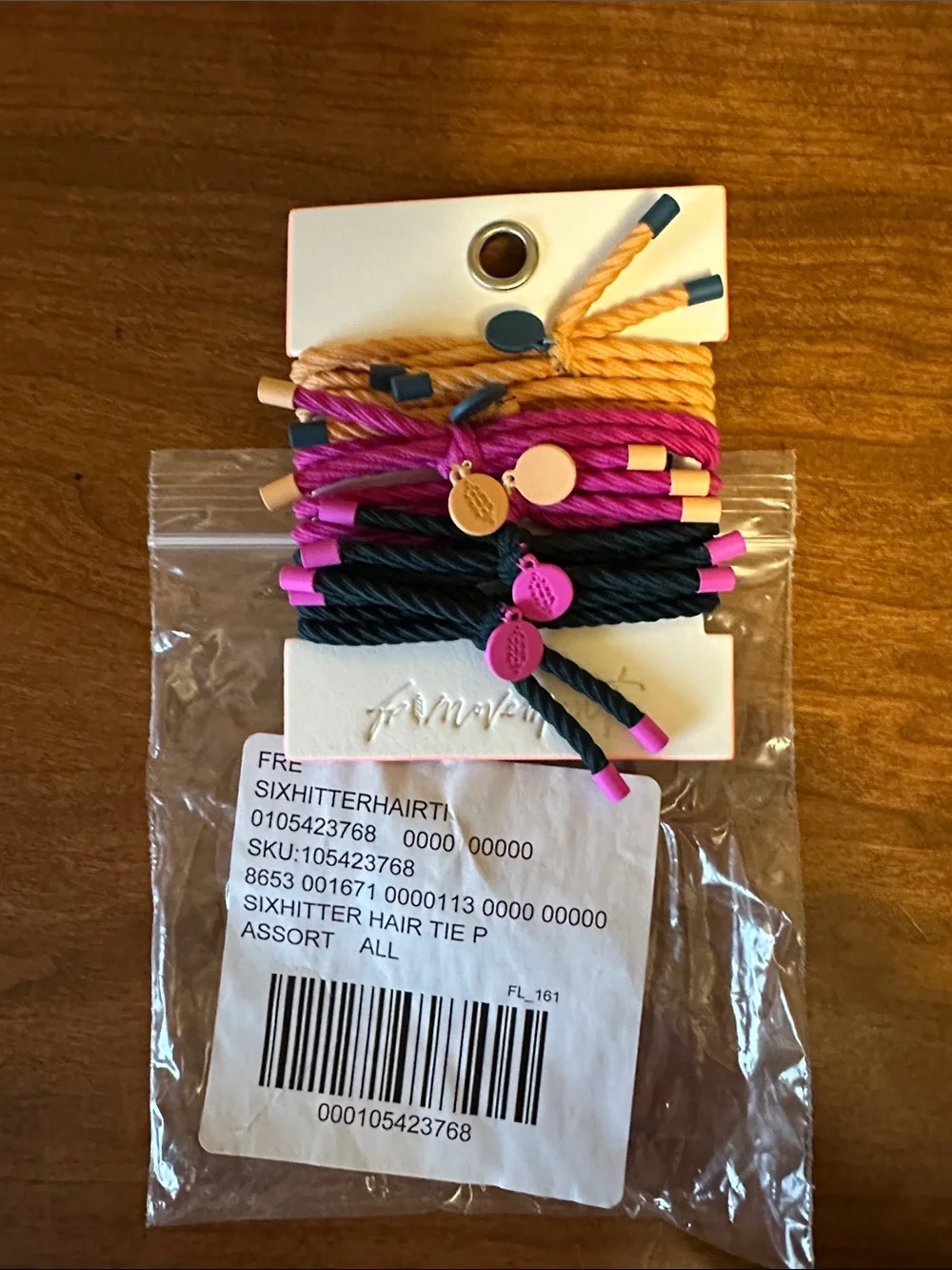 Free People Assorted 6 pack Color Hair Ties - Pink, Yellow & Navy NWT